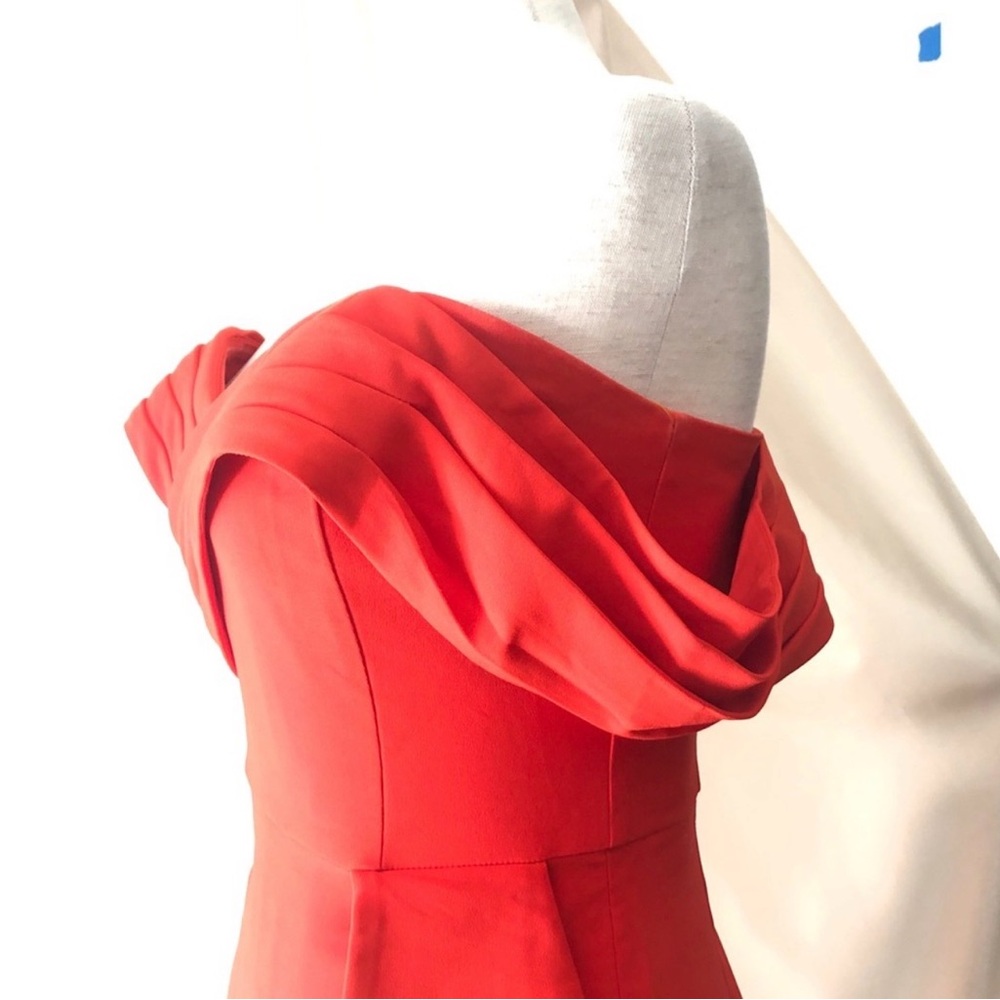 Lavish Alice One Shoulder Coral Red cocktail Dress - Picture 9 of 12